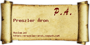 Preszler Áron névjegykártya